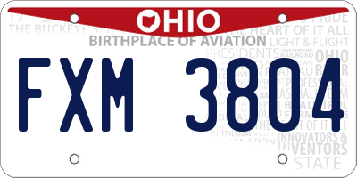 OH license plate FXM3804