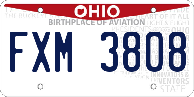 OH license plate FXM3808