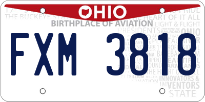 OH license plate FXM3818