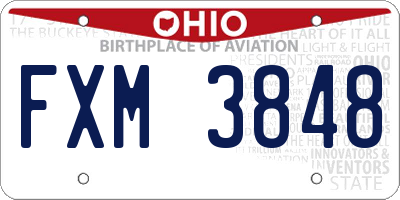 OH license plate FXM3848