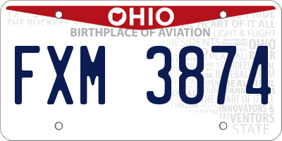 OH license plate FXM3874