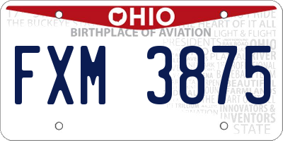 OH license plate FXM3875
