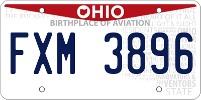 OH license plate FXM3896
