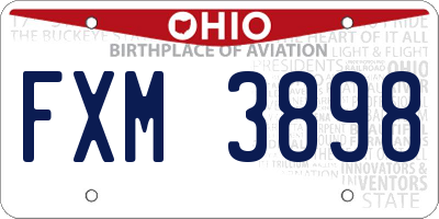 OH license plate FXM3898