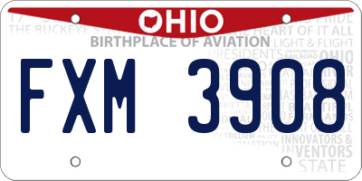OH license plate FXM3908