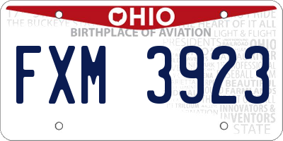 OH license plate FXM3923