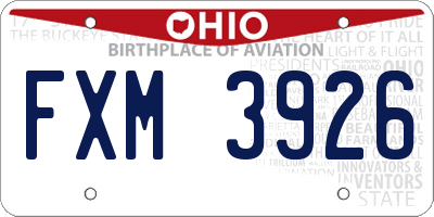 OH license plate FXM3926
