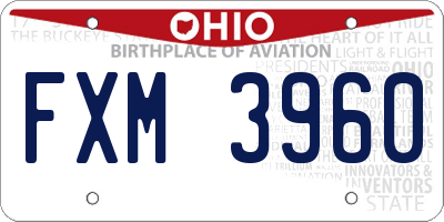 OH license plate FXM3960