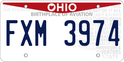 OH license plate FXM3974