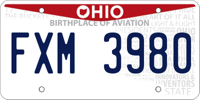 OH license plate FXM3980