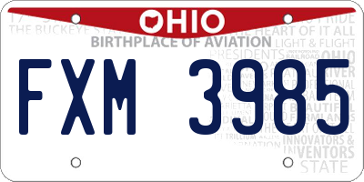 OH license plate FXM3985