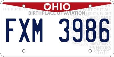 OH license plate FXM3986