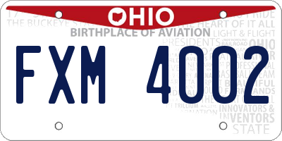 OH license plate FXM4002