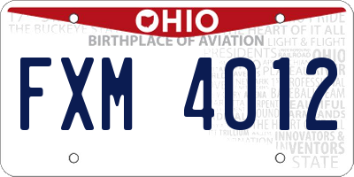 OH license plate FXM4012