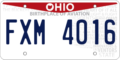 OH license plate FXM4016