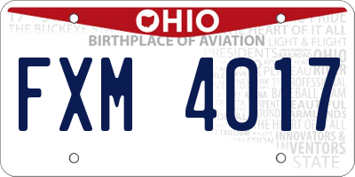 OH license plate FXM4017
