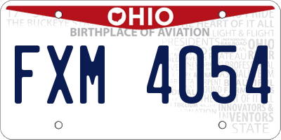 OH license plate FXM4054