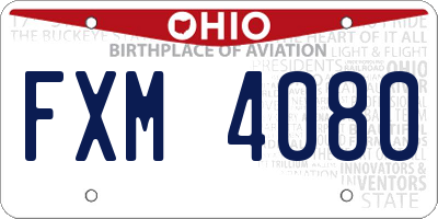 OH license plate FXM4080