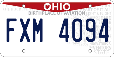 OH license plate FXM4094