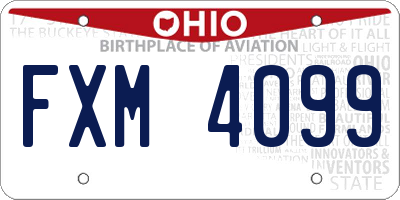 OH license plate FXM4099