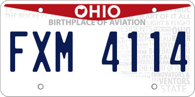 OH license plate FXM4114