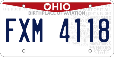 OH license plate FXM4118