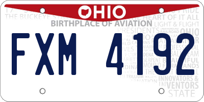 OH license plate FXM4192