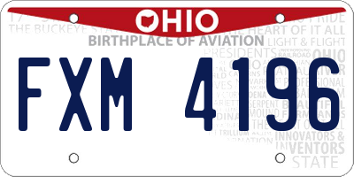 OH license plate FXM4196