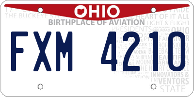 OH license plate FXM4210