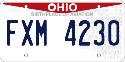 OH license plate FXM4230
