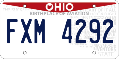 OH license plate FXM4292