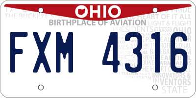 OH license plate FXM4316