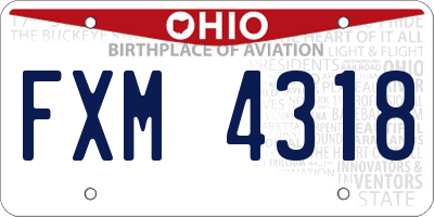 OH license plate FXM4318