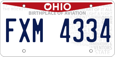 OH license plate FXM4334