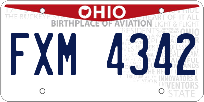 OH license plate FXM4342