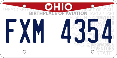 OH license plate FXM4354