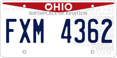 OH license plate FXM4362