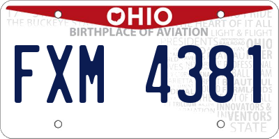 OH license plate FXM4381