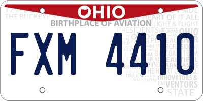 OH license plate FXM4410