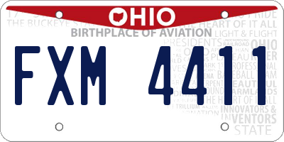OH license plate FXM4411