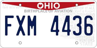 OH license plate FXM4436