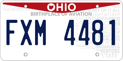 OH license plate FXM4481