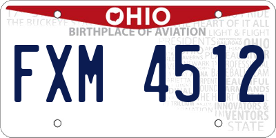 OH license plate FXM4512