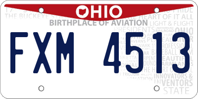 OH license plate FXM4513