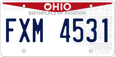 OH license plate FXM4531