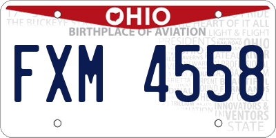 OH license plate FXM4558