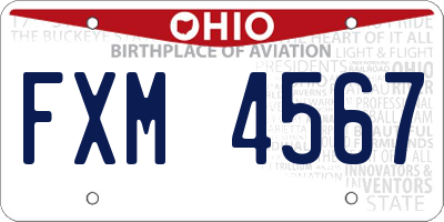 OH license plate FXM4567