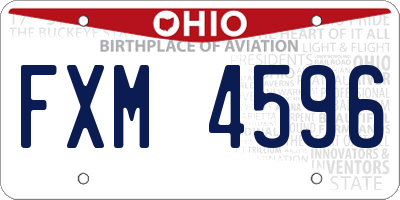 OH license plate FXM4596