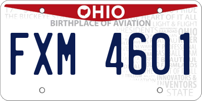 OH license plate FXM4601