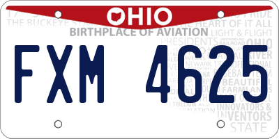 OH license plate FXM4625